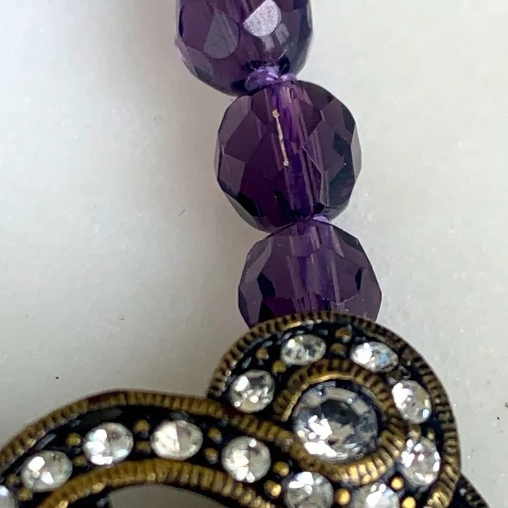 Qvc La Vintage Purple Bead Necklace With Swarovski Clasp 24” — image 4 of 7